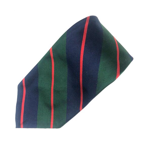 Robert Talbott Old Highlanders 42 Regimental Stripe Navy Green Red Silk TIe Repp - Picture 1 of 8